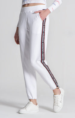 White Attitude Ribbon Joggers