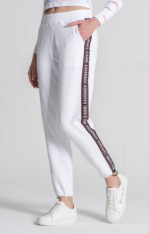 White Attitude Ribbon Joggers