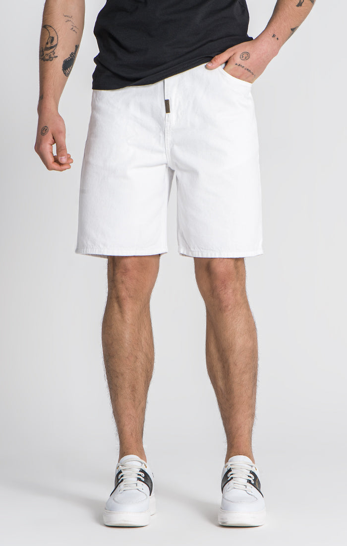 White Regular Waist Shorts