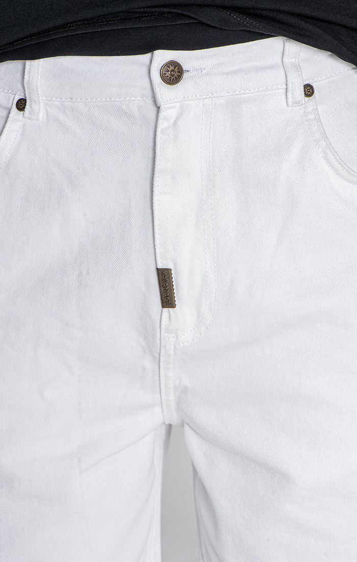 White Regular Waist Shorts