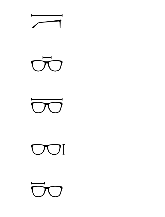 Diagram showing the glasses measurements